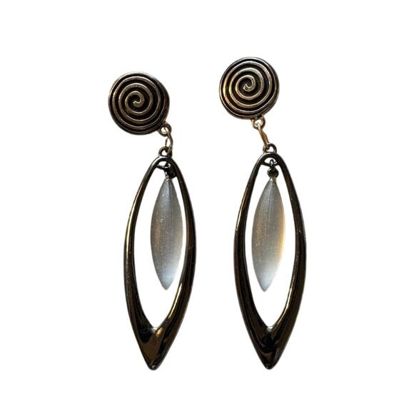 Alexis Bittar Lucite framed drop Earrings clip ons - Picture 1 of 5